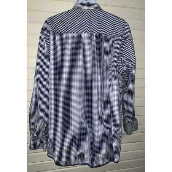 BLUE by Pronto Uomo Sz XXL Blue White Check Snap Front Shirt L/S Flip Cuffs EUC - Picture 7 of 9